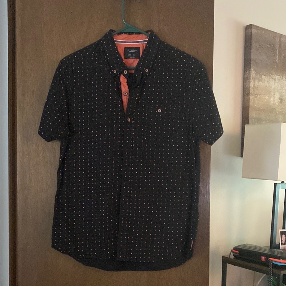 Men’s Level Ten Small Black & Orange pattern button up
